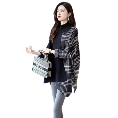 Polyester Women's Batwing Sleeve Mid-length Sweater