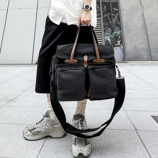 Outdoor Travel Multi-compartment Large Capacity Canvas Men's Crossbody Bag