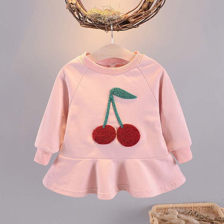 Girls' cotton long-sleeved princess dress