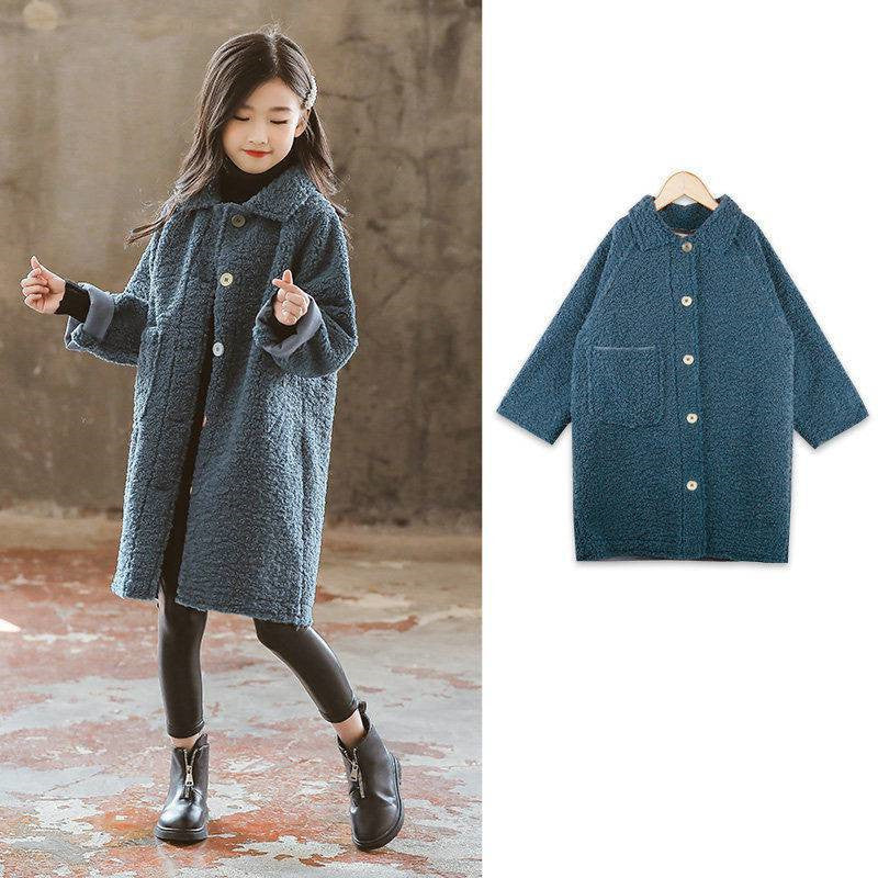Girls' Jacket Quilted Thickened Autumn And Winter Lamb Plush