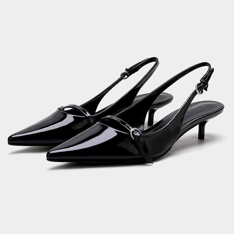Wine Red Retro Style Pointed Toe Slingback Strap Mules Shoes (Available)