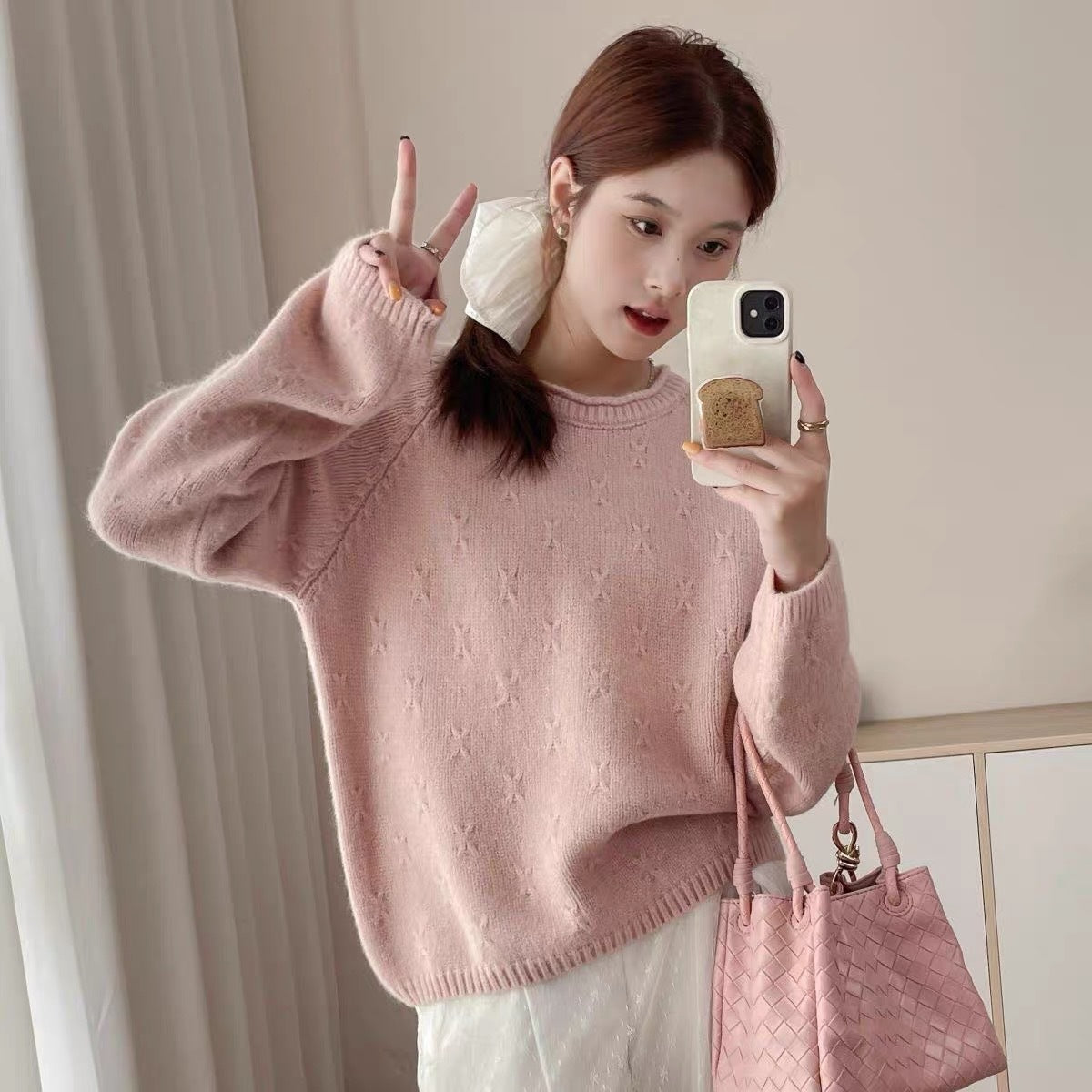 Women's Idle Style Soft Glutinous Sweater Loose Design Curling