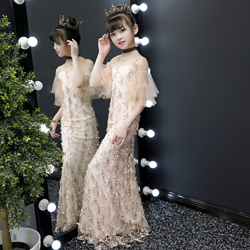 Girls princess fishtail dress Bangladesh luxury evening party gown for wedding birthday and special occasions