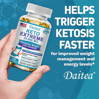 Daitea Keto Supplement 25000mg – Supports healthy eating, weight management, supports immunity, 120 capsules supplements