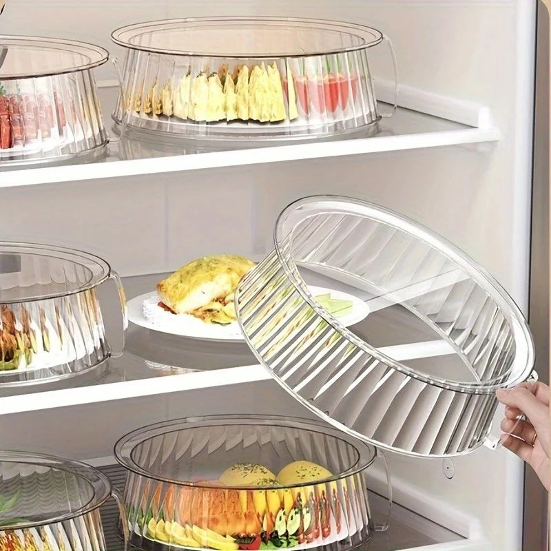 Household Food Insulation Cover Thermal Microwave Oven Cover Kitchen Tabletop Dust Proof Stackable Vegetable and Fruit Platter