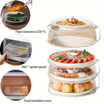 Household Food Insulation Cover Thermal Microwave Oven Cover Kitchen Tabletop Dust Proof Stackable Vegetable and Fruit Platter