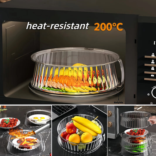 Household Food Insulation Cover Thermal Microwave Oven Cover Kitchen Tabletop Dust Proof Stackable Vegetable and Fruit Platter