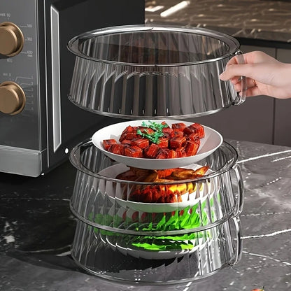 Household Food Insulation Cover Thermal Microwave Oven Cover Kitchen Tabletop Dust Proof Stackable Vegetable and Fruit Platter
