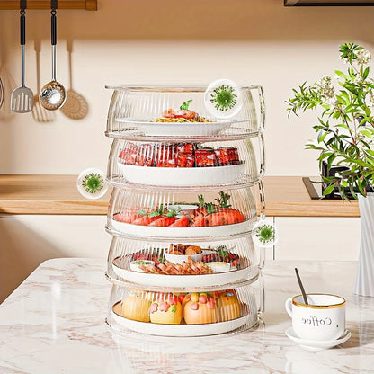 Household Food Insulation Cover Thermal Microwave Oven Cover Kitchen Tabletop Dust Proof Stackable Vegetable and Fruit Platter
