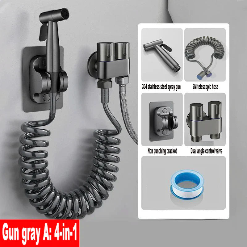 Handheld Toilet Bidet Faucet Sprayer Stainless Steel Bathroom Bidet Spraye Set Hand Sprayer Shower Head Self Cleaning No Punch