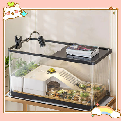 Reptile Tank with Cover Habitat for Turtle Frog Bearded Dragon Small Pets 20 Gallon Glass Terrarium with Ventilation
