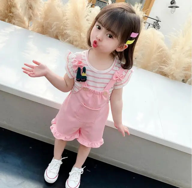 BibiCola Summer Girl Clothes Set Children Fashion Tops+Shorts 2PCS Tracksuit For Girls Kids Birthdys Clothing Suit Outfits (available ))