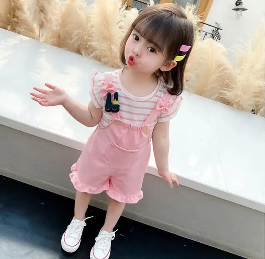 BibiCola Summer Girl Clothes Set Children Fashion Tops+Shorts 2PCS Tracksuit For Girls Kids Birthdys Clothing Suit Outfits (available ))