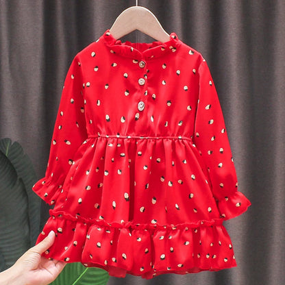 New Baby Summer Dresses Girls Sweet Lace Chiffon Polka Dot Dress Little Girl Chiffon Short Sleeve Dress For Kids Clothes