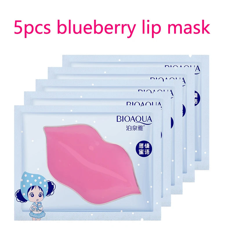 5pc Crystal Collagen Lip Plumper Mask Honey Essence Lip Mask Pads Moisture Anti Aging Wrinkle Patch Gel Scrub Lips Care Enhancer