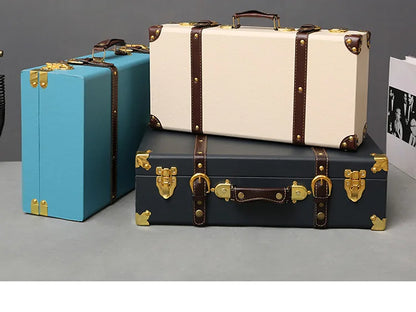 Luxury Vintage Trunk Travel Hand Big Suitcases Leather Luggage Under Bed Clothing Organizer Storage Box Antique Bin Customized