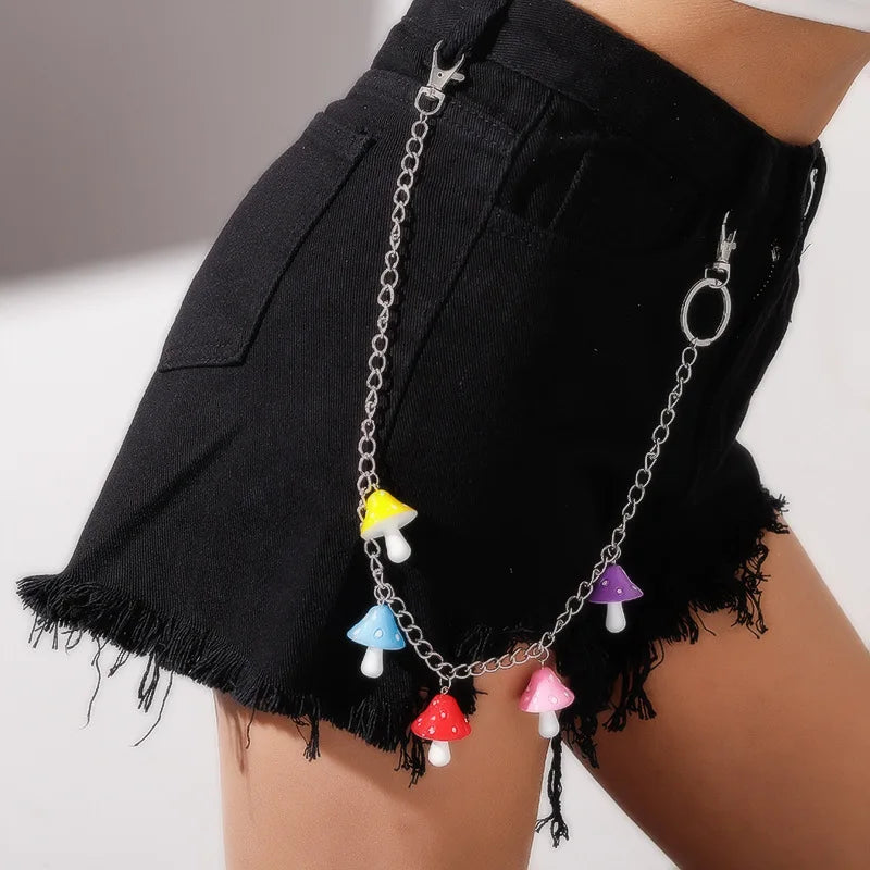 Women Cute Waist Chain Multicolor Acrylic Flower Pants Trousers Chain Punk Jewelry