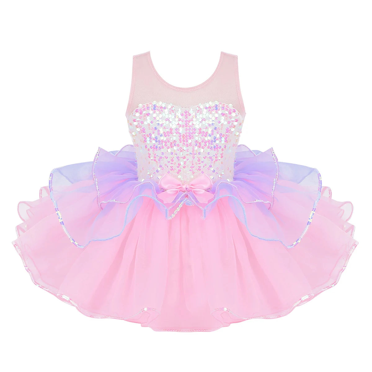 Kids Girls Fairy Party Princess Dress Ballet Dance Dress Sleeveless Mesh Splice Gymnastics Leotard Tutu Dress Ballroom Dancewear
