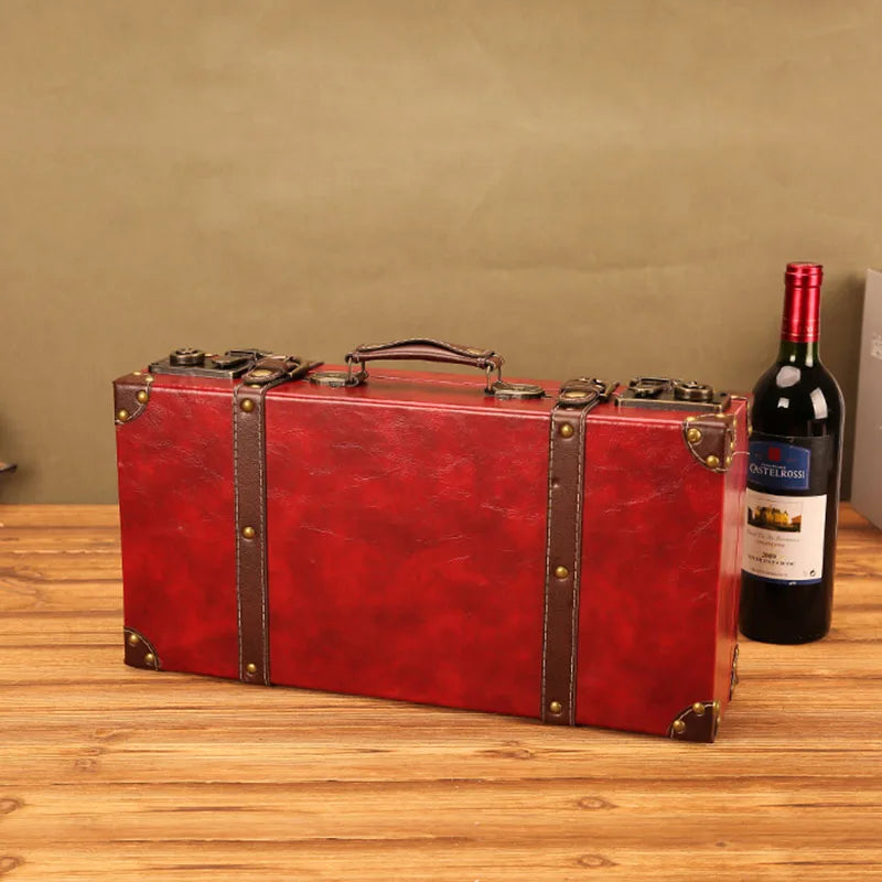 Luxury Vintage Trunk Travel Hand Big Suitcases Leather Luggage Under Bed Clothing Organizer Storage Box Antique Bin Customized