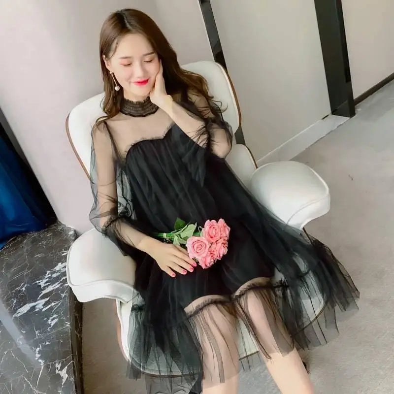Women Dresses 2021 Lace Mesh Dress Dress Dress Style Women's Clothing Vestido De Mujer Femme Robe
