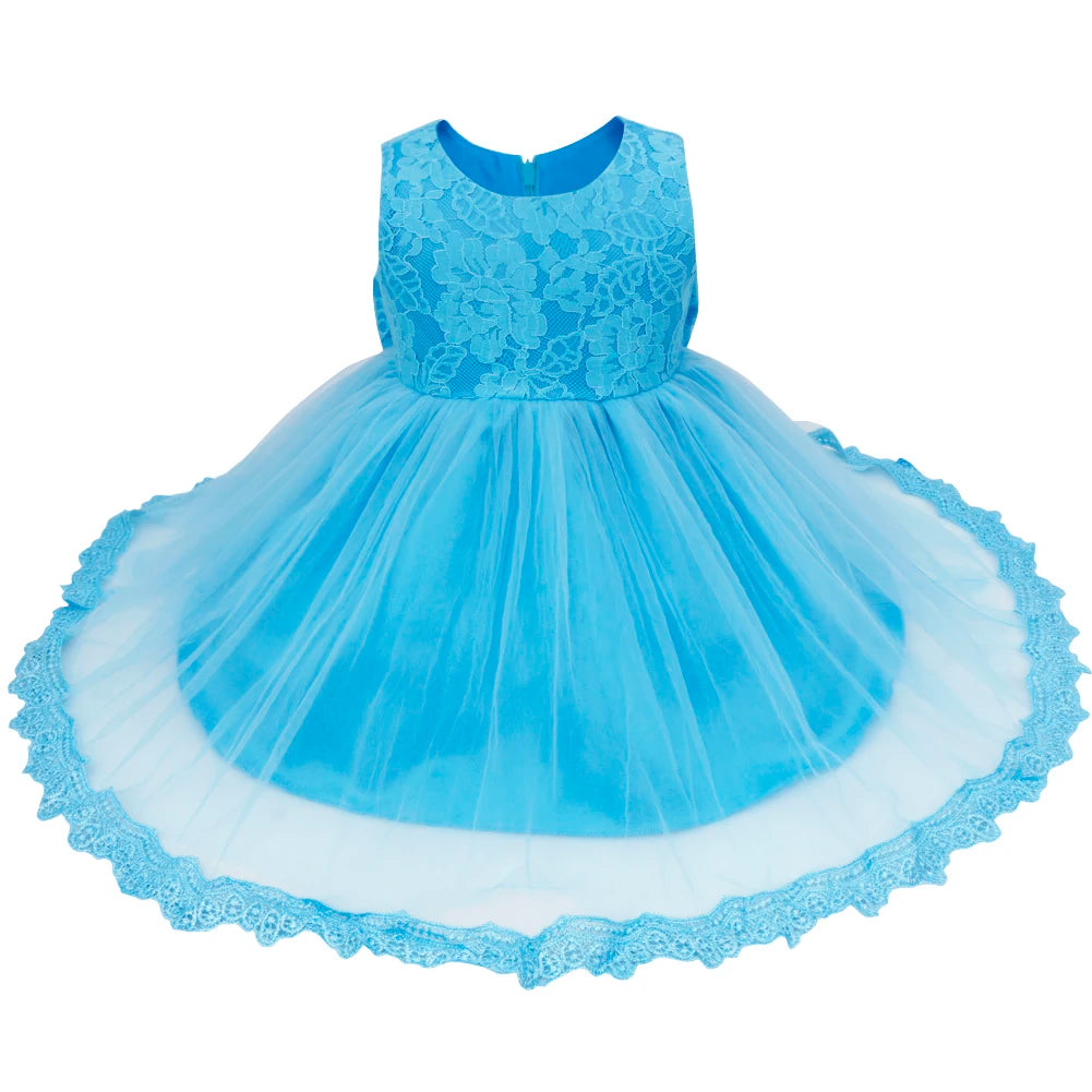 Infant Baby Girls Clothes Flower Girl Dress Toddler Formal Floral Lace Newborn Princess Wedding Bridesmaid Easter Party Dresses