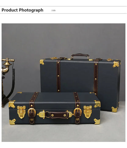 Luxury Vintage Trunk Travel Hand Big Suitcases Leather Luggage Under Bed Clothing Organizer Storage Box Antique Bin Customized