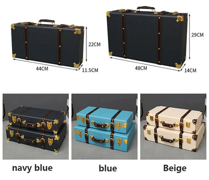 Luxury Vintage Trunk Travel Hand Big Suitcases Leather Luggage Under Bed Clothing Organizer Storage Box Antique Bin Customized