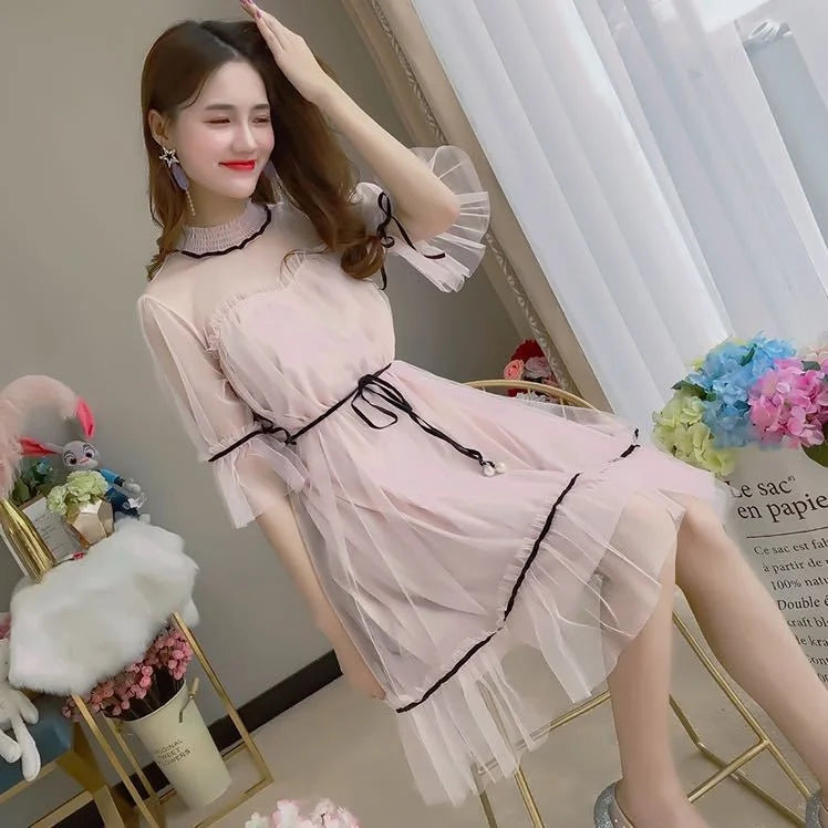 Women Dresses 2021 Lace Mesh Dress Dress Dress Style Women's Clothing Vestido De Mujer Femme Robe