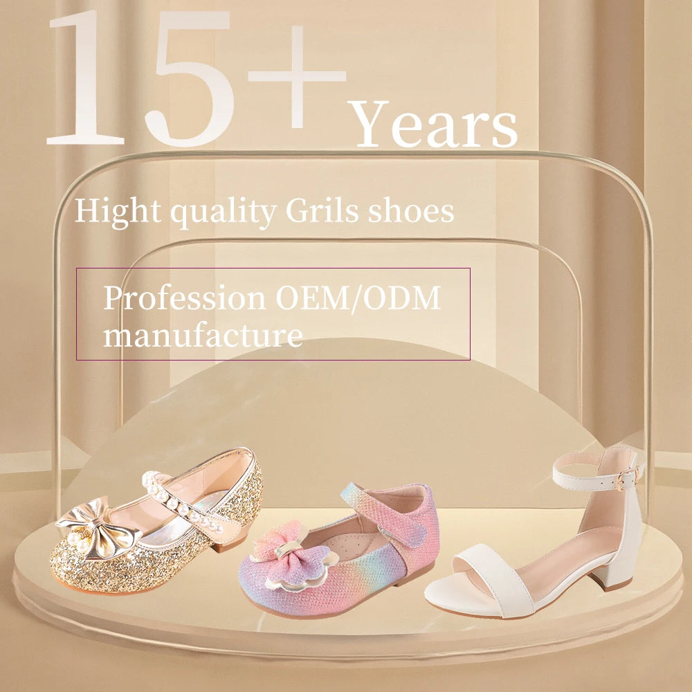New Arrival White PrincessShoes SweetStyle Children's formal shoes decorated with pearl bows suitable for school dance classes