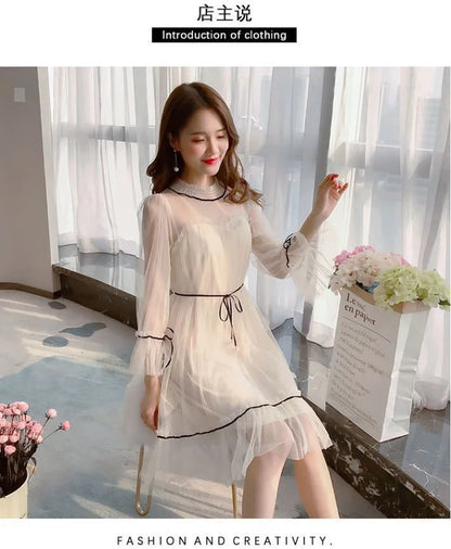 Women Dresses 2021 Lace Mesh Dress Dress Dress Style Women's Clothing Vestido De Mujer Femme Robe