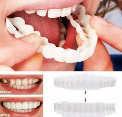 6 sets Top Bottom Silicone False Teeth Top Bottom Upper Lower Veneers False Teeth Cosmetic Denture Upper/Lower Snap on Smile