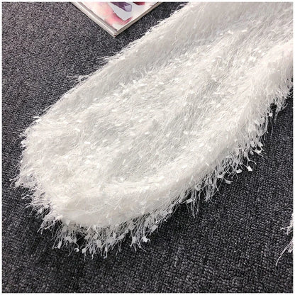 Blouse Women Shirt 2021 Spring Loose Puff Sleeves Furry Top Women's round-Neck Shirt Autumn and Winter Blusas Mujer De Moda