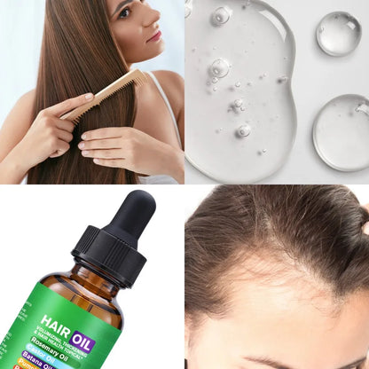 Clean Beauty Rosemary Hair Oil, Containing Castor Oil, Batana Oil, Pumpkin Seed Oil, Peppermint Oil, Biotin, and More.