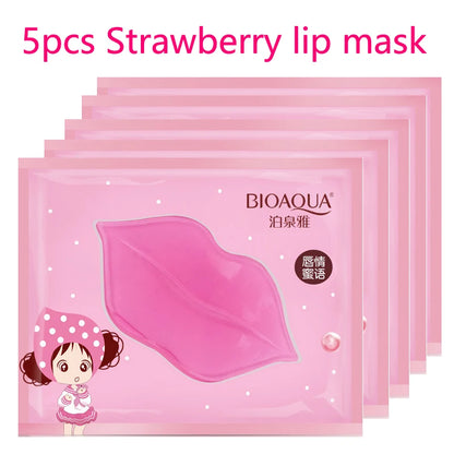 5pc Crystal Collagen Lip Plumper Mask Honey Essence Lip Mask Pads Moisture Anti Aging Wrinkle Patch Gel Scrub Lips Care Enhancer