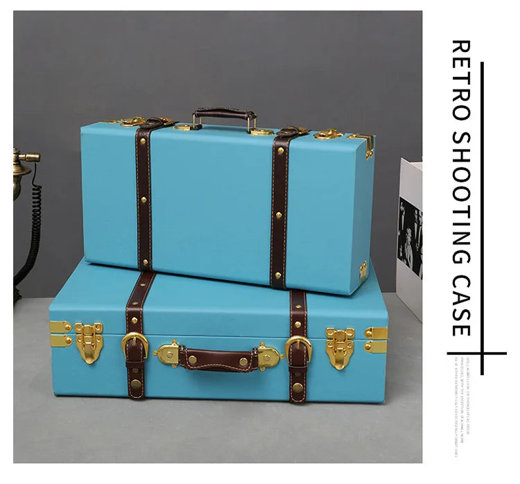 Luxury Vintage Trunk Travel Hand Big Suitcases Leather Luggage Under Bed Clothing Organizer Storage Box Antique Bin Customized