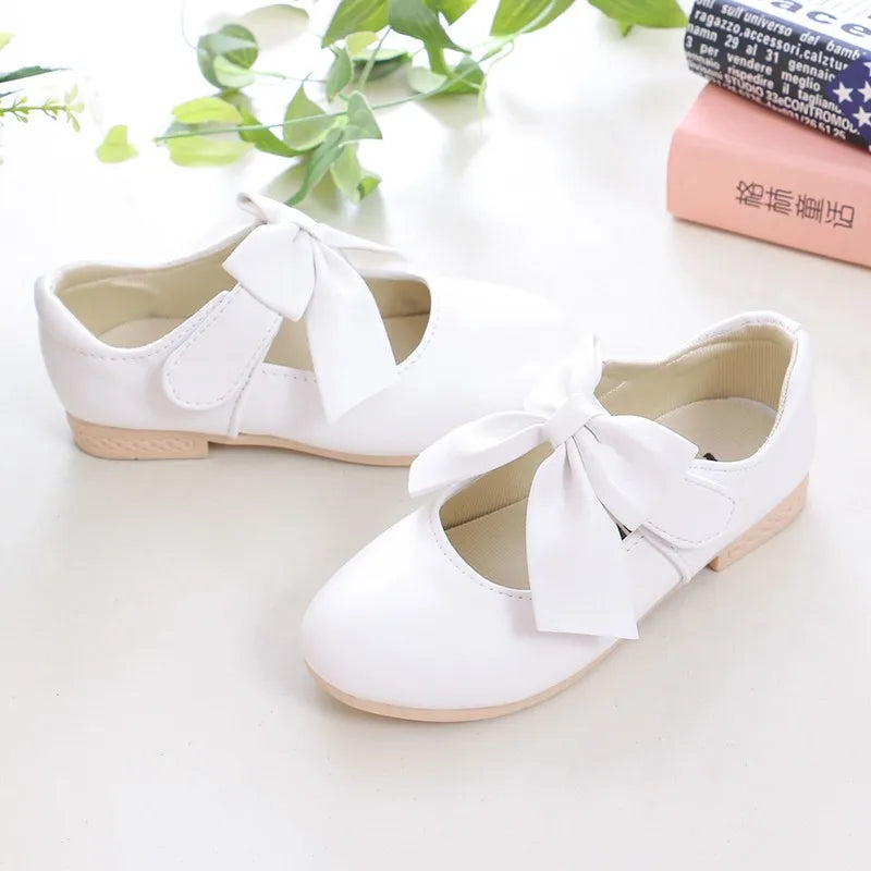 Girls Princess Shoes Shallow Bowknot Metallic Color Fashion Sweet Girl's Mary Janes Shoes Light Non-slip 26-36 Kids Ballet Flats