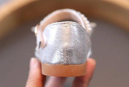 Large Crystal Bow Tie Kids Shoes for Girl Princess Beading Mary Jane Shoes Bling Prom Children  Girls Designer Shoes