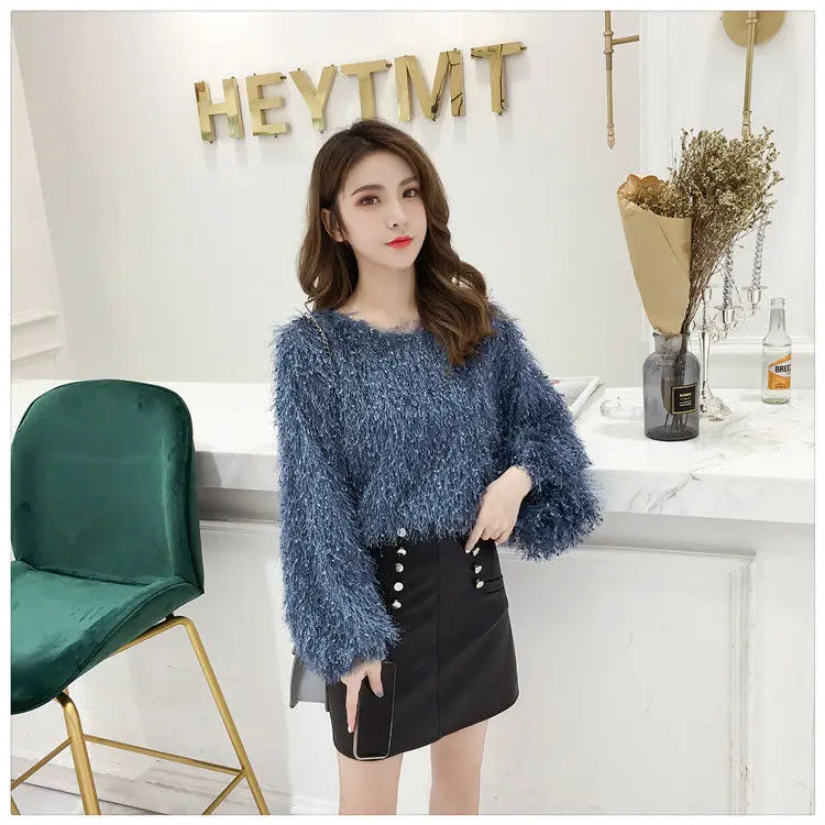 Woman Sweaters Plush Sweater Women's Autumn Clothing Tassel Plush Loose Top for Women  Femme Chandails Pull Hiver
