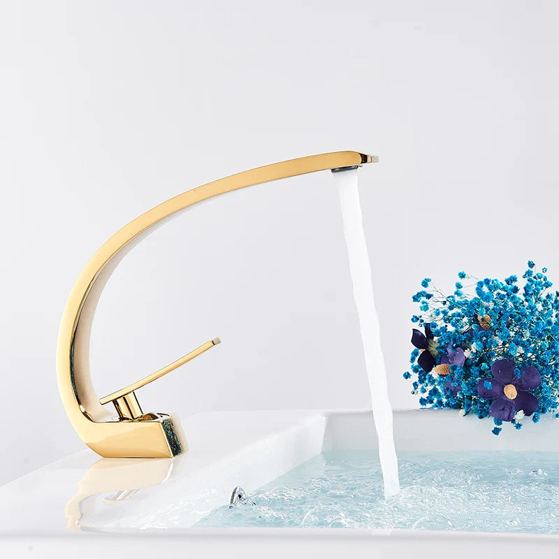 Luxury Brass Basin Faucet Deck Mounted Black Hot Cold Water Bathroom Basin Wash Mixer Tap Single Hole For Bathroom