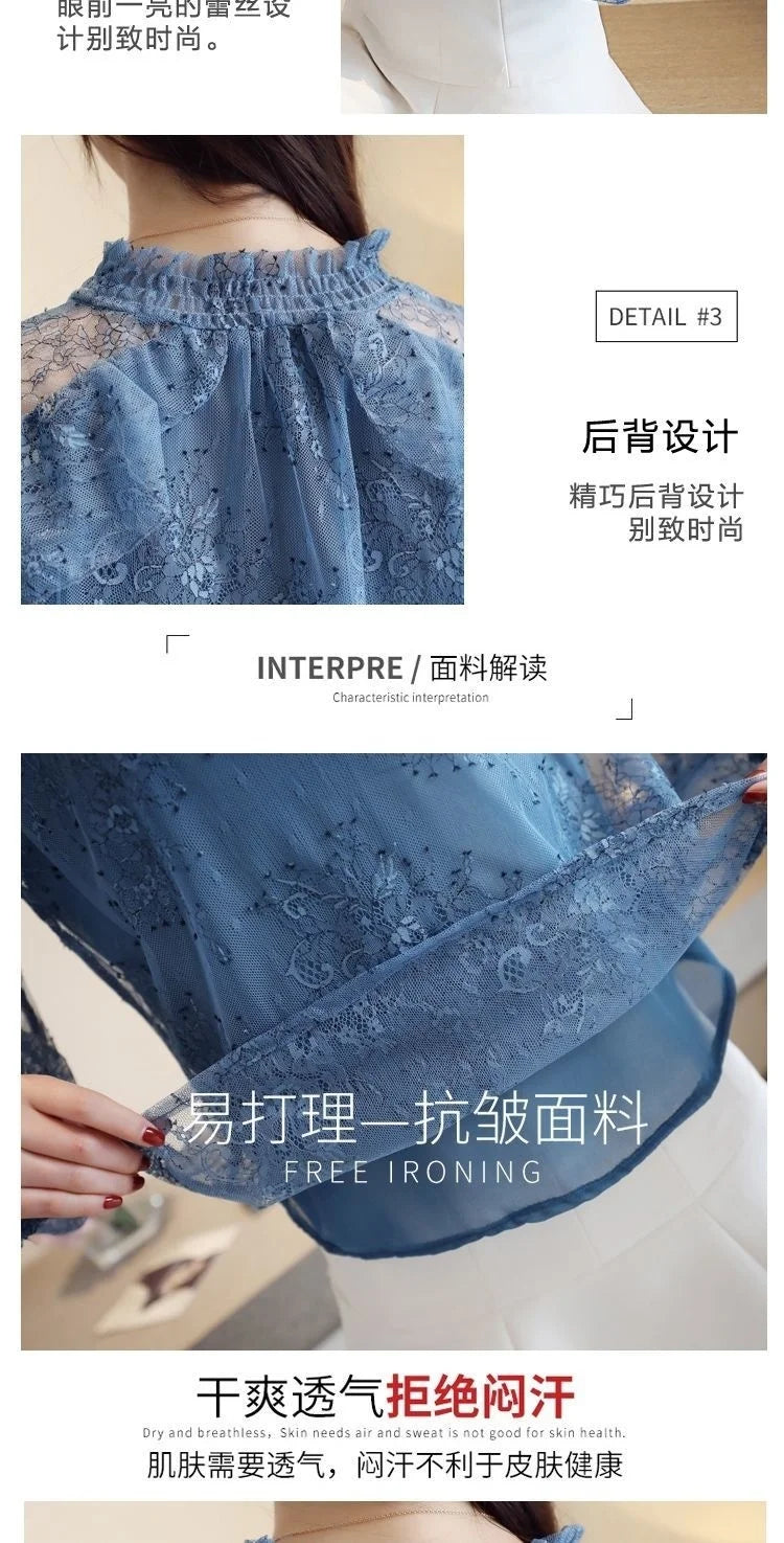Women Blouse Lace Women's Spring  Autumn Chiffon Shirt Top Spring Blouse Shirts Ropa De Mujer