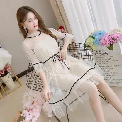 Women Dresses 2021 Lace Mesh Dress Dress Dress Style Women's Clothing Vestido De Mujer Femme Robe