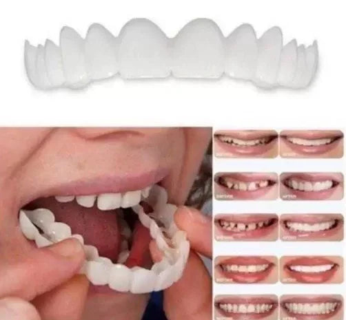 6 sets Top Bottom Silicone False Teeth Top Bottom Upper Lower Veneers False Teeth Cosmetic Denture Upper/Lower Snap on Smile