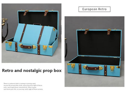 Luxury Vintage Trunk Travel Hand Big Suitcases Leather Luggage Under Bed Clothing Organizer Storage Box Antique Bin Customized