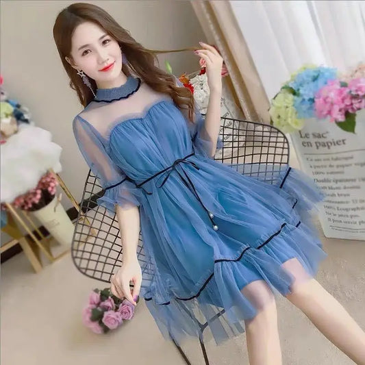 Women Dresses 2021 Lace Mesh Dress Dress Dress Style Women's Clothing Vestido De Mujer Femme Robe