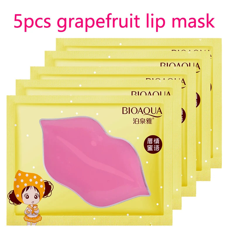 5pc Crystal Collagen Lip Plumper Mask Honey Essence Lip Mask Pads Moisture Anti Aging Wrinkle Patch Gel Scrub Lips Care Enhancer