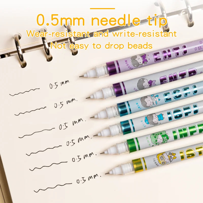 MBTI Themed Gel Ink Fountain Pens Quick-Drying Plastic Signature Pens for Students for Practicing Questions