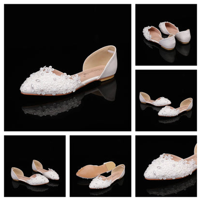 Summer Spring Solid Pattern Slip-On High-Heeled Flat Arch Support Comfort Breathable Anti-Slip PU Upper Pointed Fashion Trend