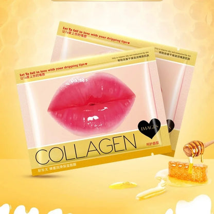 5pc Crystal Collagen Lip Plumper Mask Honey Essence Lip Mask Pads Moisture Anti Aging Wrinkle Patch Gel Scrub Lips Care Enhancer