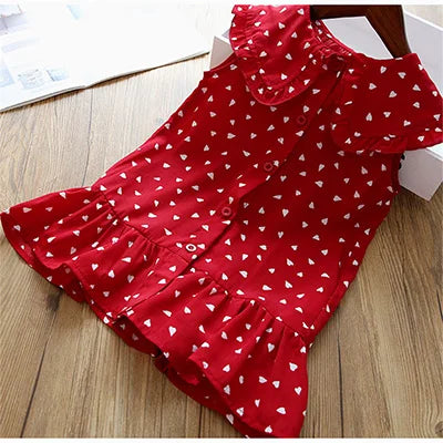 New Baby Summer Dresses Girls Sweet Lace Chiffon Polka Dot Dress Little Girl Chiffon Short Sleeve Dress For Kids Clothes