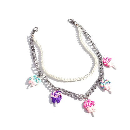 Women Cute Waist Chain Multicolor Acrylic Flower Pants Trousers Chain Punk Jewelry